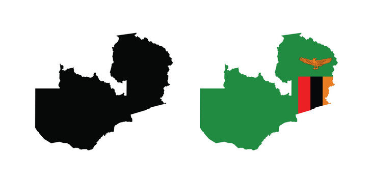 Vector Zambia Map. Map of Zambia with national Flag.
