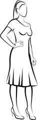 Sketch of Elegant Woman In Dress. Vector illustration