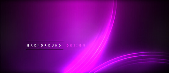 Neon glowing circle rays, light round lines in the dark, planet style neon wave lines. Energetic electric concept design for wallpaper, banner, background