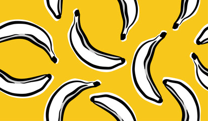 Cute banana fruits pattern background vector design