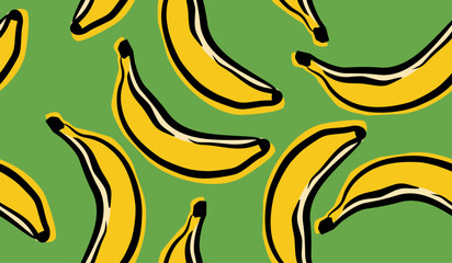 Obraz premium Cute banana fruits pattern background vector design