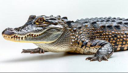 Naklejka premium photo of a crocodile isolated on white background
