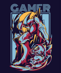 astronaut gamer artwork vector