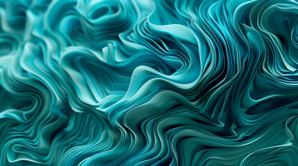 Fototapeta premium abstract wallpaper, vibrant teal waves with intricate folds, dynamic and fluid, wide