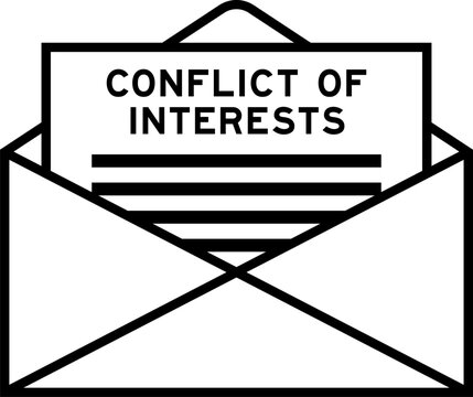 Envelope and letter sign with word conflict of interests as the headline