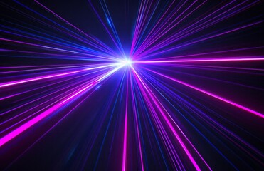 Black background, purple and blue laser beams, laser beam is very thin and long