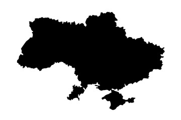 Fototapeta premium Vector map of Ukraine, a country in Eastern Europe. Detailed black silhouette, isolated on white background.