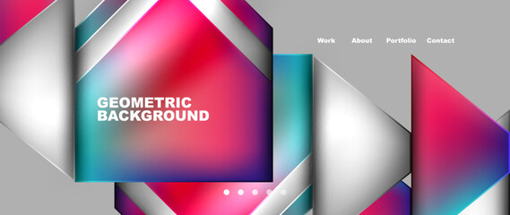 Fototapeta premium Metal triangles with colorful bright triangles. Geometric modern minimalist design template