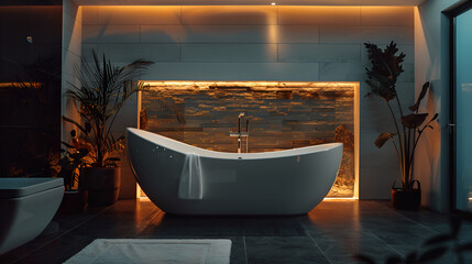 sunset in the bathroom