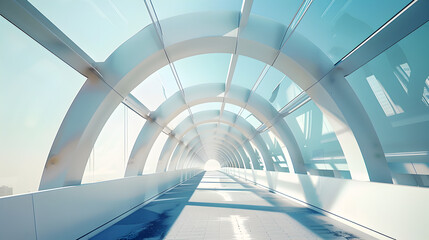 Fototapeta premium Symmetrical Elegance: Captivating View of Modern Pedestrian Bridge with Clean Lines and Open Design