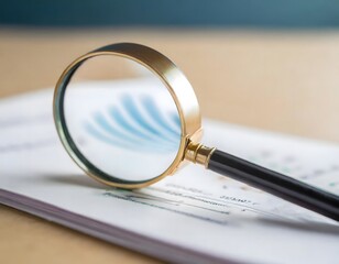 Fototapeta premium Magnifying glass, concept of information search and document authentication. Zoom object.