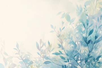 Watercolor Illustration of Delicate Blue Foliage
