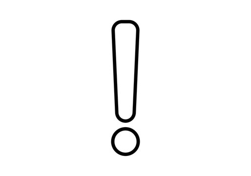 Icono negro de exclamaci&oacute;n en fondo blanco