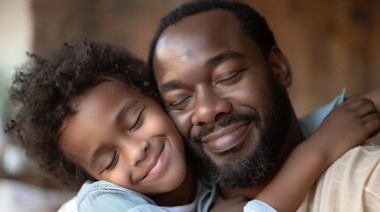 Closeup of father and daughter embracing.