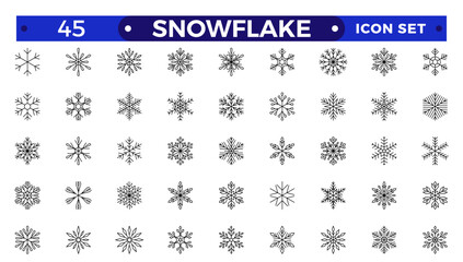 snowflakes outline icon set such as pack of simple snowflake, snowflake winter, snowflake, icons for report, presentation, diagram, web design