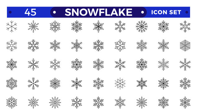 snowflakes outline icon set such as pack of simple snowflake, snowflake winter, snowflake, icons for report, presentation, diagram, web design