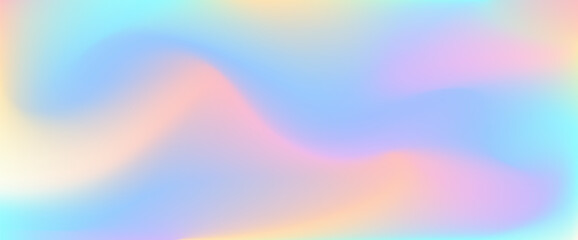 Hologram rainbow colors liquid background. Unicorn pastel gradient. Vector holographic iridescent wallpaper. Horizontal unicorn fantasy fluid backdrop. Blurred holo spectrum mash gradient. Tie dye bg © babayuka
