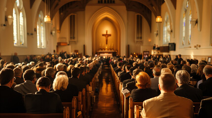 An active Christian community regularly attends services, gathering in the church to pray, sing and listen to sermons.