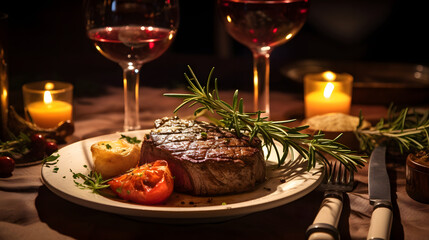 western food premium steak red wine food photography poster background