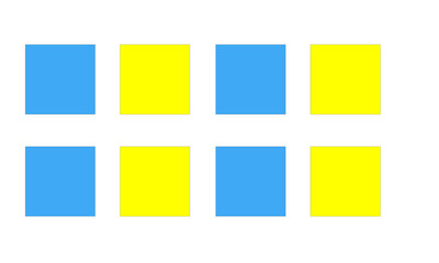blue and yellow squares in a row