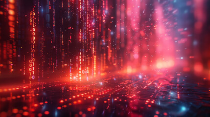 Obraz premium Abstract tech background. Floating Numbers HUD Background. Matrix particles grid virtual reality. Smart build. Grid core. Hardware quantum form.