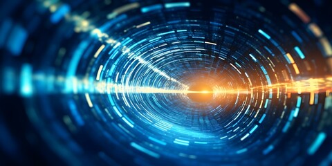 Obraz premium Symbolic representation of secure data transfer through a glowing tunnel Encryption technology and safety. Concept Encryption Technology, Secure Data Transfer, Glowing Tunnel, Safety