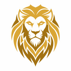 create-a-golden--lion-head-logo--simple-vector-art