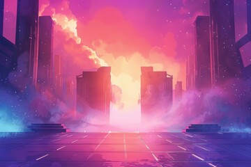 Futuristic Cityscape at Sunset