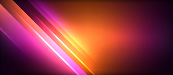 Neon glowing circle rays, light round lines in the dark, planet style neon wave lines. Energetic electric concept design for wallpaper, banner, background