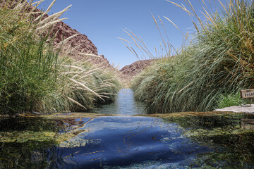 San Pedro de Atacama, Chile - Dec 1, 2023: Puritama Hot Springs, a series of natural volcanic pools...