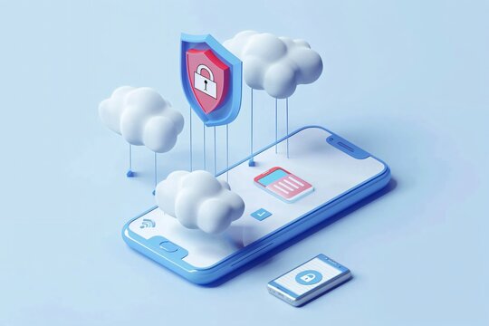 Comprehensive mobile device security system with cloud based protection. Secure data management concept.