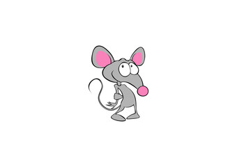 Vector illustration of cartoon mouse isolated on white background	