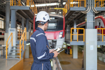 Train Engineers Discussing Maintenance in Depot