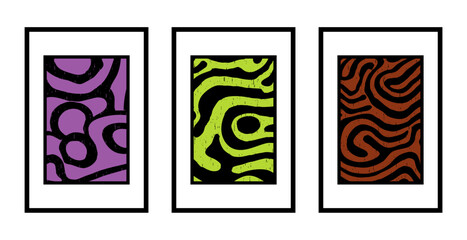 Set of 3 Abstract pattern. Illustration for printing on wall decorations. For use in graphics.
