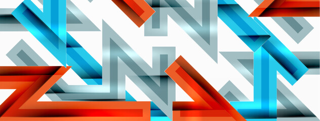 Line zig zag dynamic geometric abstract background. Colorful lines with shadow and light effects, various routes concept. Vector Illustration For Wallpaper, Banner, Background, Card