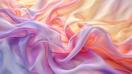 Obraz premium Colorful Gradient Fabric Textures Soft Pastel Fabric Waves in Pink, Purple, and Yellow Background.