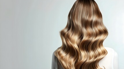 Fototapeta premium Healthy Blonde Hair Shiny Waves Texture Elegance Beauty Care