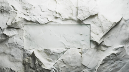 Obraz premium A wall made of stone with a rectangular glass plate in the center