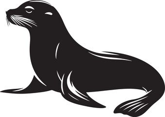 Fototapeta premium Sea lion silhouette vector illustration