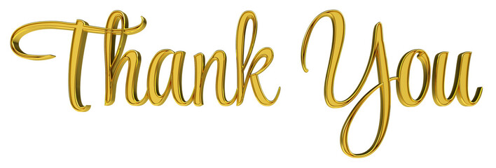 Thank you gold lettering 3d render	
