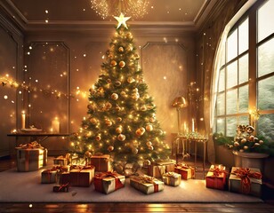 christmas tree with gifts