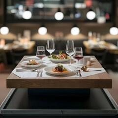 Fototapeta premium restaurant table in restaurant