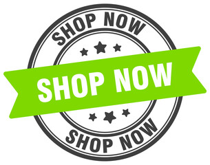 shop now stamp. shop now label on transparent background. round sign