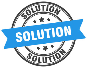 solution stamp. solution label on transparent background. round sign