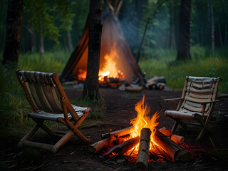 camp fire in the forest