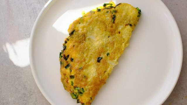 close-up chinese omelette asian breakfast food