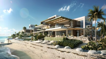 Obraz premium rchitectural plans for a contemporary beachfront resort with luxury accommodations and recreational facilities