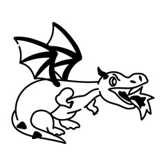 Check out doodle icon of dragon fire breathing  
