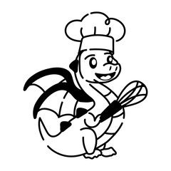 Latest doodle icon of dragon cooking 