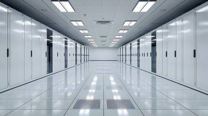 Bright and Spacious Modern Corporate Office Hallway with Clean Minimalist Architecture